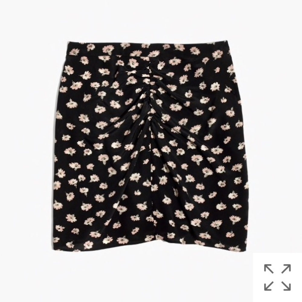 Silk Ruched Skirt in Seattle floral